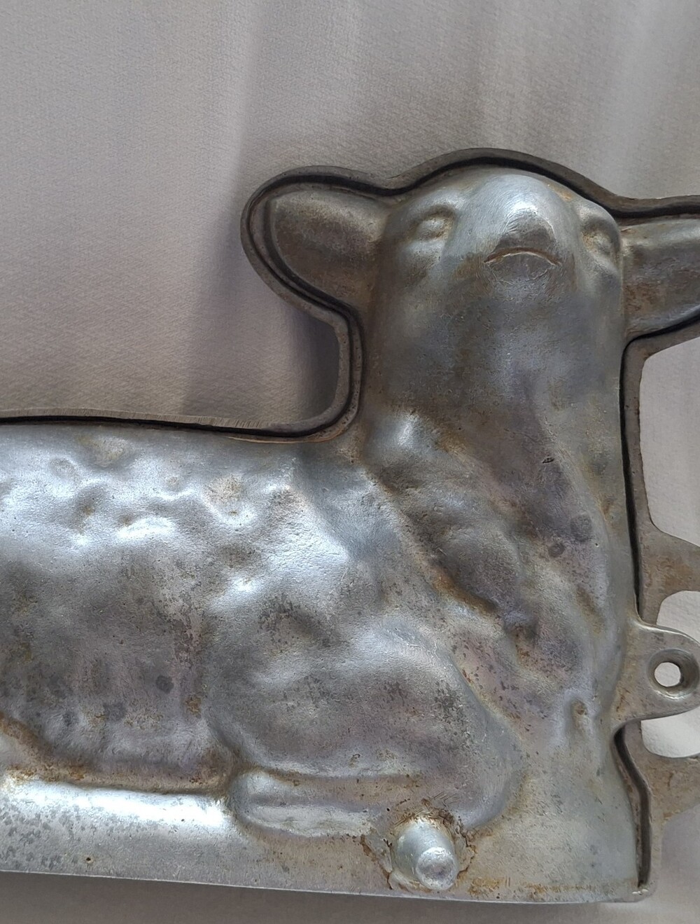 Vintage 1950s Cast Aluminum 3D Lamb Cake Mold With Recipe